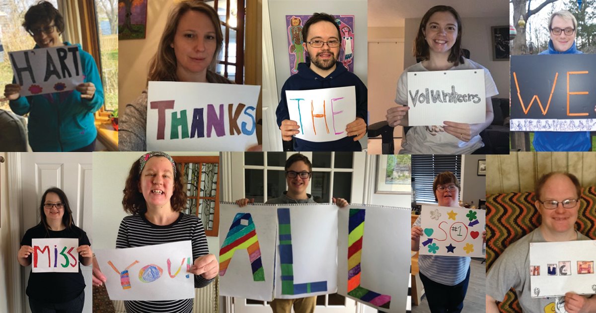 Collage of artists holding Thank You signs