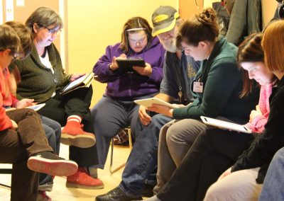 Group of participants using ipads