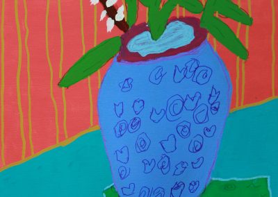 Acrylic painting, still life, flower vase