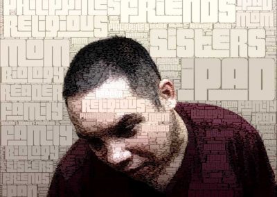 Digital self portrait of H'art artist made out of words