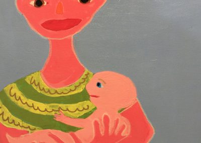 Acrylic painting of woman with infant